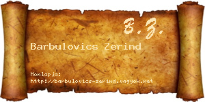 Barbulovics Zerind névjegykártya